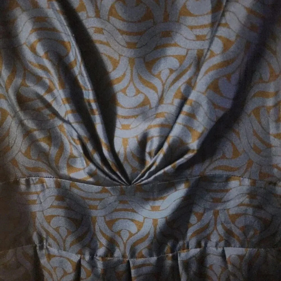 Banana Republic 100% Silk Mini Dress Blue & Black Chain Print Pockets Size 4 - Picture 8 of 13